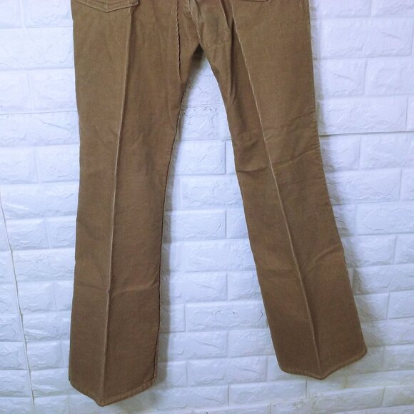 Vintage 70s-80s Sears Trim Fit Corduroy Pants 34-Long Western Bootcut Flare Tan - Picture 10 of 10